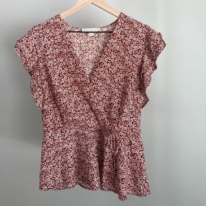 Floral Peplum Top - rust orange flowy bohemian